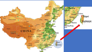 Map of Taiwan in relation to China