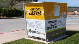 Image of an official ballot drop box.