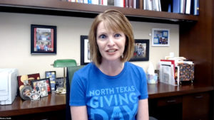 Screenshot of Monica Egert speaking about North Texas Giving Day